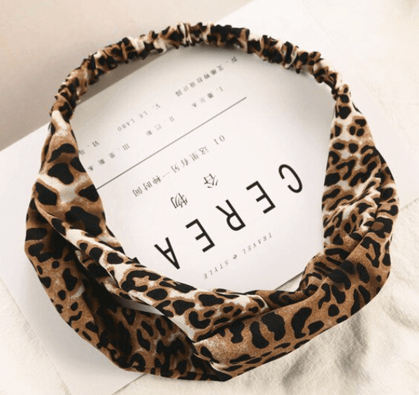 Cross Knot Leopard Print Turban Headband