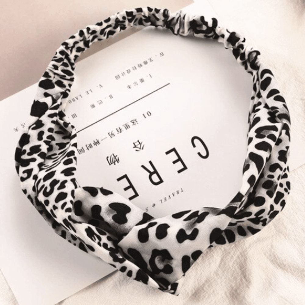 Cross Knot Leopard Print Turban Headband